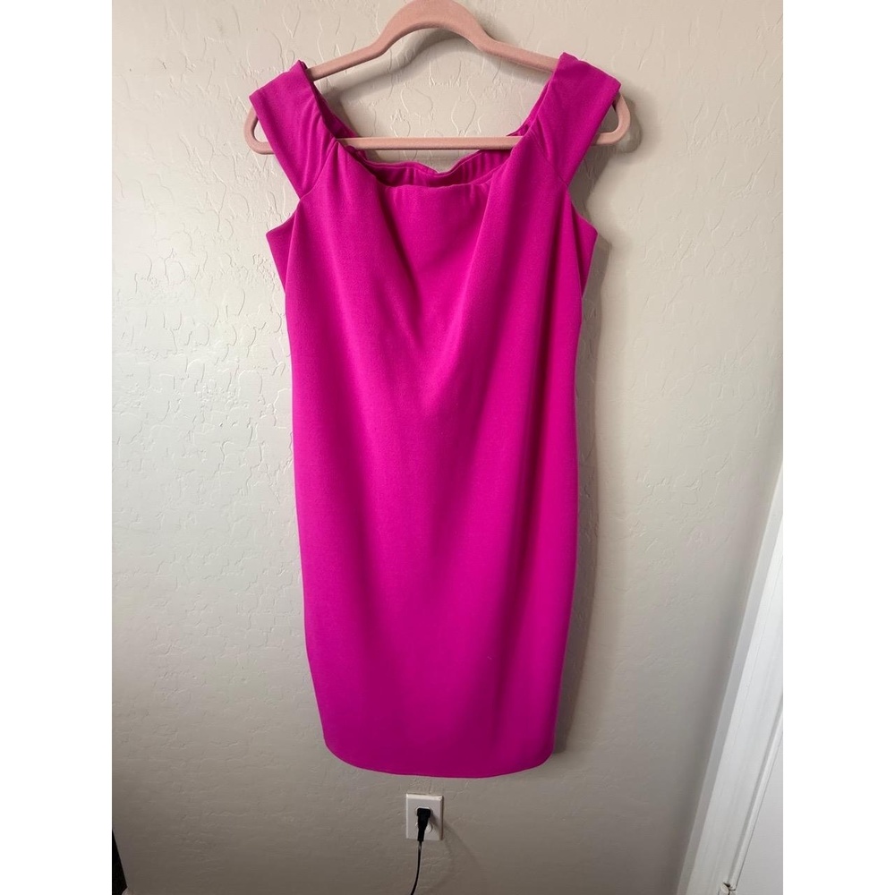 Eliza J Dress Womens 12 Pink Off The Shoulder Sleeveless Fitted Elegant‎ Modern